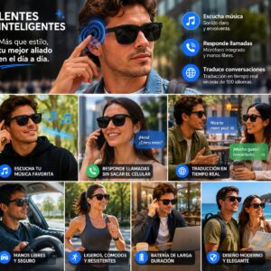 Lentes inteligentes AI, traductor reproducción de música y llamadas manos libres