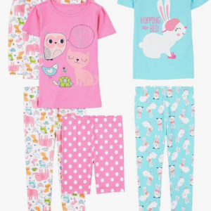 Carter's Conjunto de pijama de algodón ajustado de 6 piezas para bebés, niños pequeños y niñas